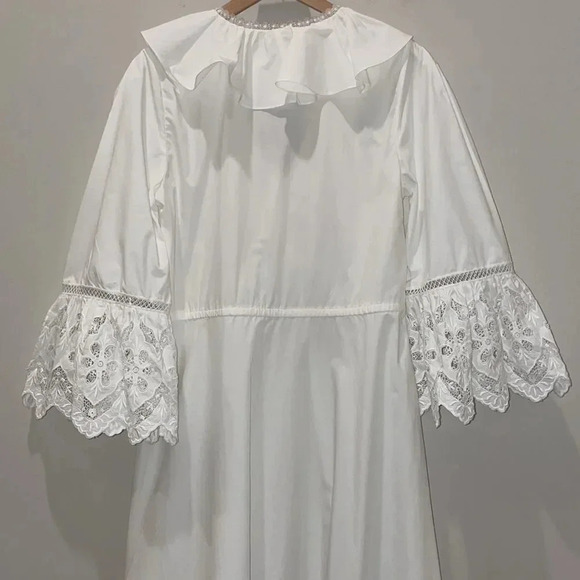 Self Portrait Lace Bell Sleeve Cotton Broderie Maxi Dress-sz 4-NWT - Picture 12 of 14